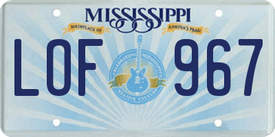 MS license plate LOF967
