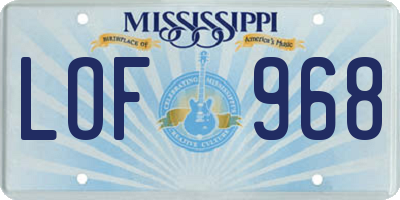 MS license plate LOF968