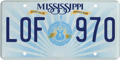 MS license plate LOF970