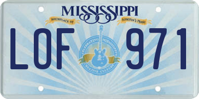 MS license plate LOF971