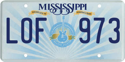 MS license plate LOF973