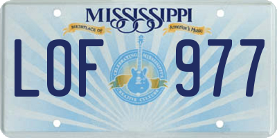 MS license plate LOF977