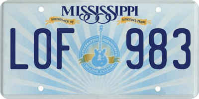 MS license plate LOF983