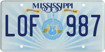 MS license plate LOF987