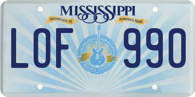 MS license plate LOF990