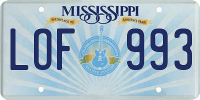 MS license plate LOF993