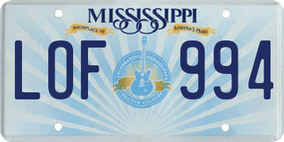 MS license plate LOF994