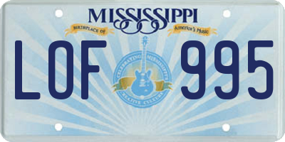 MS license plate LOF995