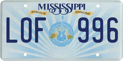 MS license plate LOF996