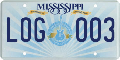 MS license plate LOG003