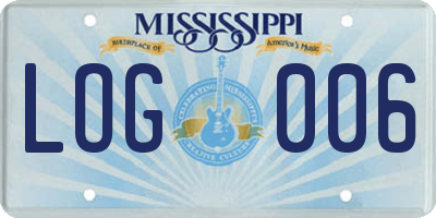 MS license plate LOG006