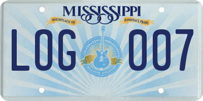 MS license plate LOG007