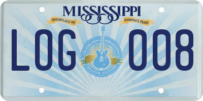MS license plate LOG008