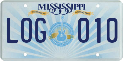 MS license plate LOG010