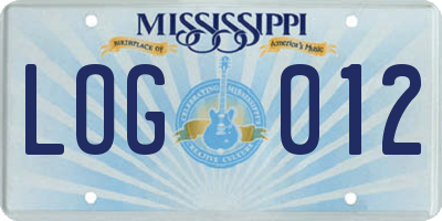 MS license plate LOG012
