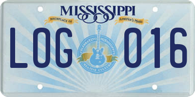 MS license plate LOG016