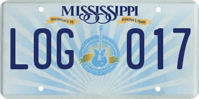 MS license plate LOG017