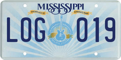 MS license plate LOG019
