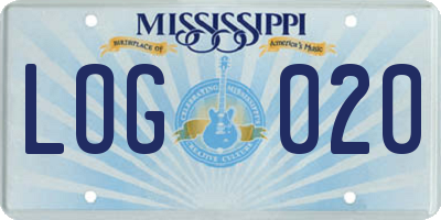 MS license plate LOG020