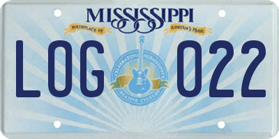 MS license plate LOG022
