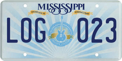 MS license plate LOG023