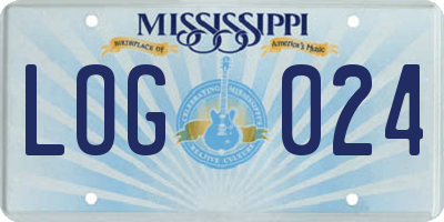 MS license plate LOG024