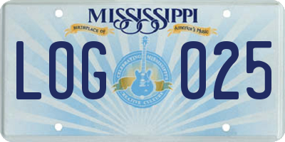 MS license plate LOG025