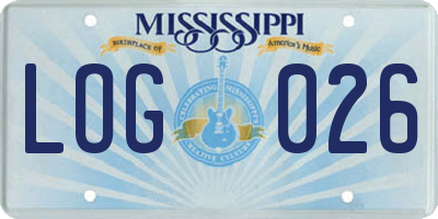 MS license plate LOG026