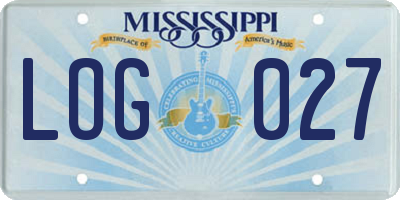 MS license plate LOG027