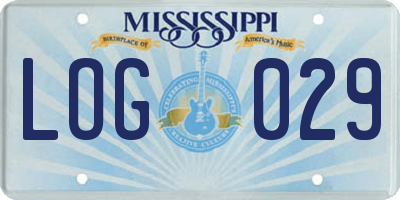 MS license plate LOG029