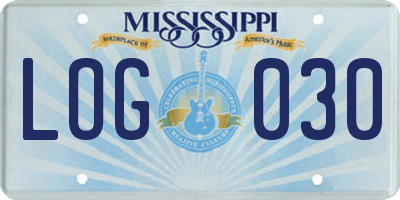 MS license plate LOG030