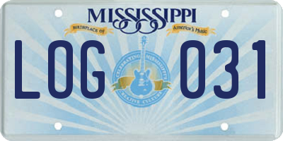 MS license plate LOG031