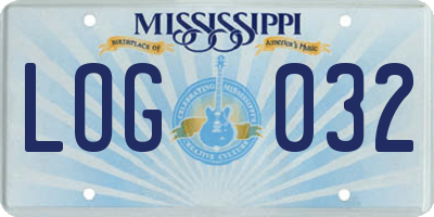 MS license plate LOG032
