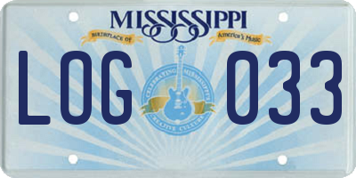 MS license plate LOG033