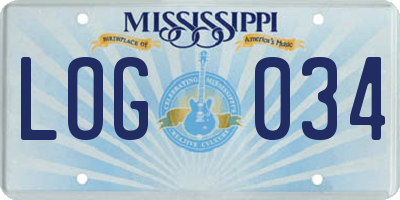 MS license plate LOG034