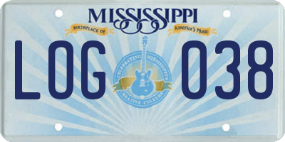 MS license plate LOG038