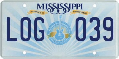 MS license plate LOG039