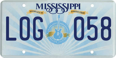 MS license plate LOG058
