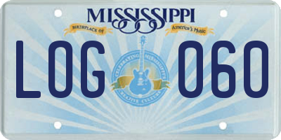MS license plate LOG060