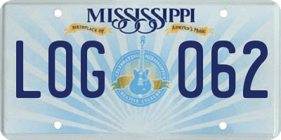 MS license plate LOG062