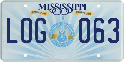 MS license plate LOG063