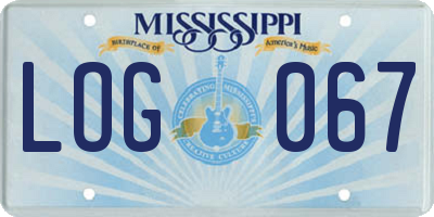 MS license plate LOG067