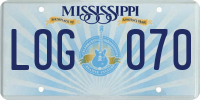 MS license plate LOG070