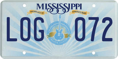 MS license plate LOG072