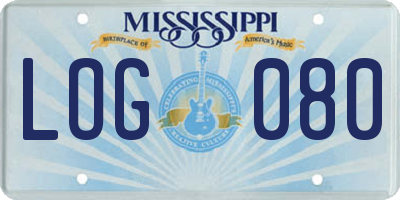 MS license plate LOG080