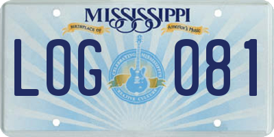 MS license plate LOG081