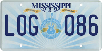 MS license plate LOG086