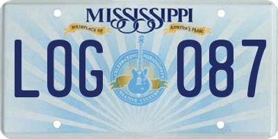 MS license plate LOG087