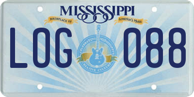 MS license plate LOG088