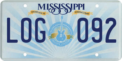 MS license plate LOG092